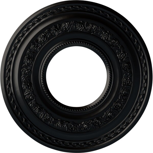 Ekena Millwork Anthony Ceiling Medallion (Fits Canopies up to 11 5/8"), 29 3/8"OD x 11 5/8"ID x 1 1/8"P, Jet Black CM29ATBLF - main